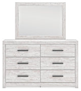 Cayboni Full Panel Bed with Mirrored Dresser in Whitewash from Ashley Furniture - Luna Furniture