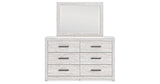 Cayboni Twin Panel Bed with Mirrored Dresser and Chest in Whitewash from Ashley Furniture - Luna Furniture