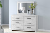 Cayboni Queen Panel Bed with Mirrored Dresser and 2 Nightstands in Whitewash from Ashley Furniture - Luna Furniture
