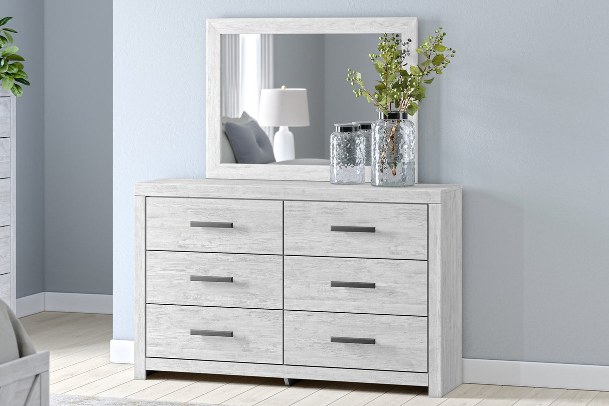 Cayboni Full Panel Bed with Mirrored Dresser and Chest in Whitewash from Ashley Furniture - Luna Furniture