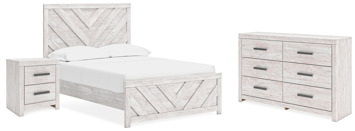 Cayboni Whitewash Full Panel Bed, Dresser and Nightstand from Ashley Furniture - Luna Furniture