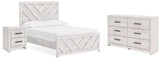 Cayboni Whitewash Full Panel Bed, Dresser and Nightstand from Ashley Furniture - Luna Furniture