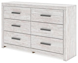 Cayboni Full Panel Bed with Mirrored Dresser in Whitewash from Ashley - Luna Furniture