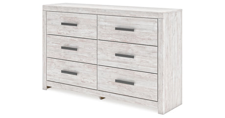 Cayboni King Panel Bed with Dresser and 2 Nightstands in Whitewash from Ashley - Luna Furniture
