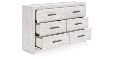 Cayboni Twin Panel Bed with Dresser in Whitewash from Ashley Furniture - Luna Furniture