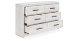 Cayboni Queen Panel Bed with Dresser and Nightstand in Whitewash from Ashley - Luna Furniture