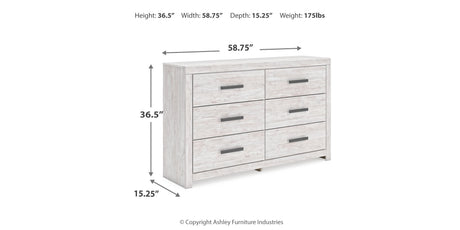 Cayboni Twin Panel Bed with Dresser in Whitewash from Ashley Furniture - Luna Furniture