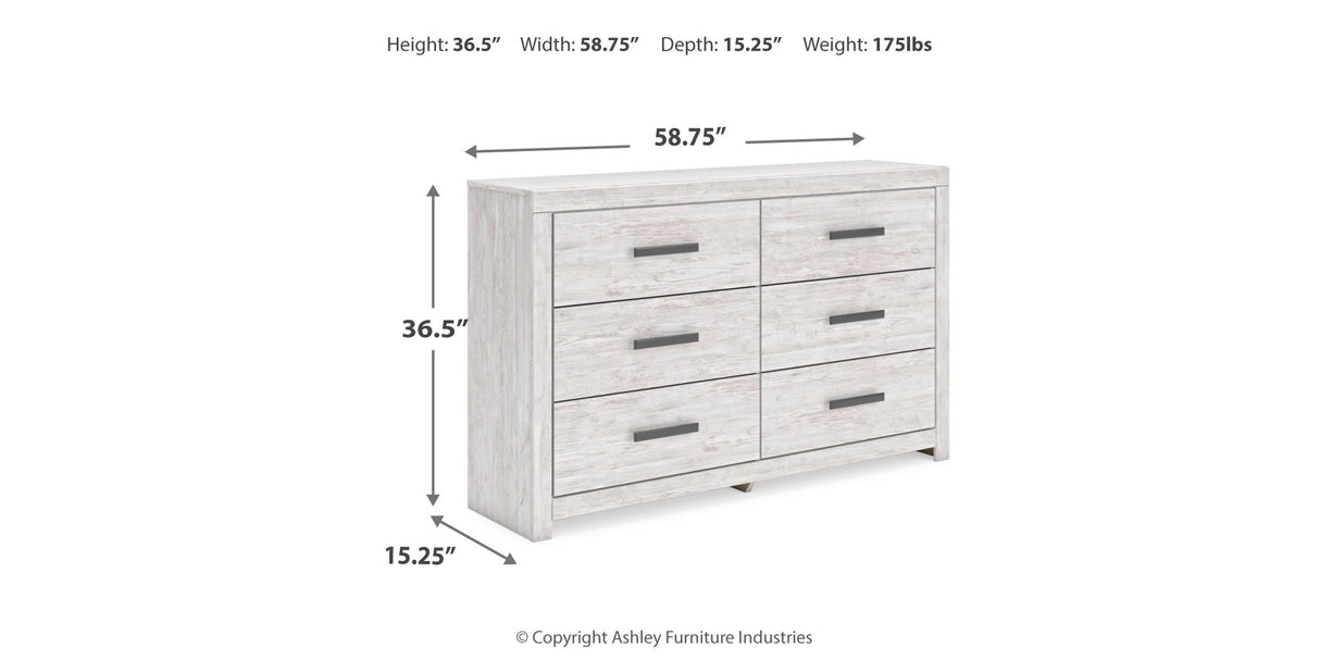 Cayboni Queen Panel Bed with Dresser and 2 Nightstands in Whitewash from Ashley Furniture - Luna Furniture