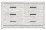 Cayboni Full Panel Bed with Mirrored Dresser in Whitewash from Ashley - Luna Furniture