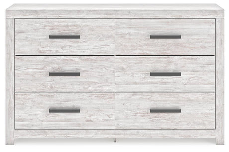 Cayboni Full Panel Bed with Mirrored Dresser in Whitewash from Ashley - Luna Furniture