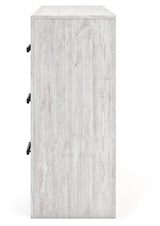 Cayboni Full Panel Bed with Mirrored Dresser in Whitewash from Ashley - Luna Furniture