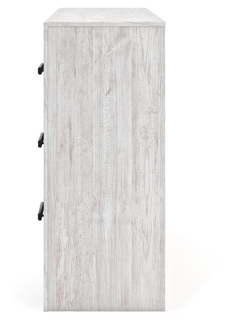 Cayboni Full Panel Bed with Mirrored Dresser in Whitewash from Ashley - Luna Furniture