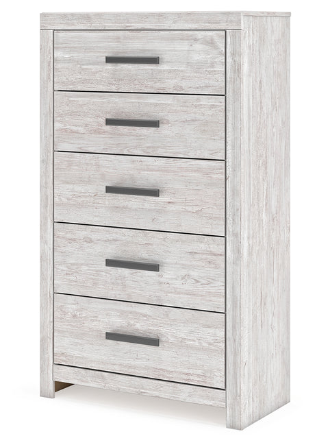 Cayboni Whitewash Full Panel Bed, Dresser, Mirror, Chest and 2 Nightstands from Ashley Furniture - Luna Furniture
