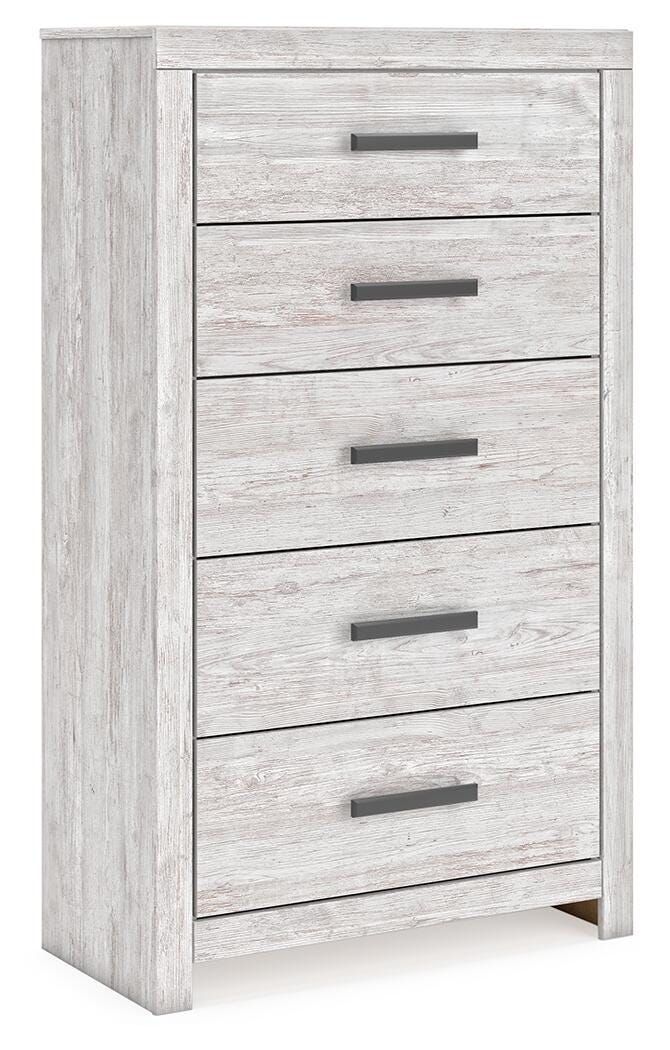 Cayboni Whitewash King Panel Bed, Dresser, Mirror and Chest from Ashley Furniture - Luna Furniture
