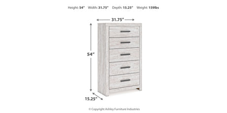 Cayboni Full Panel Bed with Mirrored Dresser and Chest in Whitewash from Ashley Furniture - Luna Furniture
