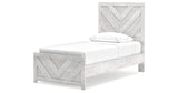 Cayboni Twin Panel Bed with Mirrored Dresser, Chest and Nightstand in Whitewash from Ashley Furniture - Luna Furniture