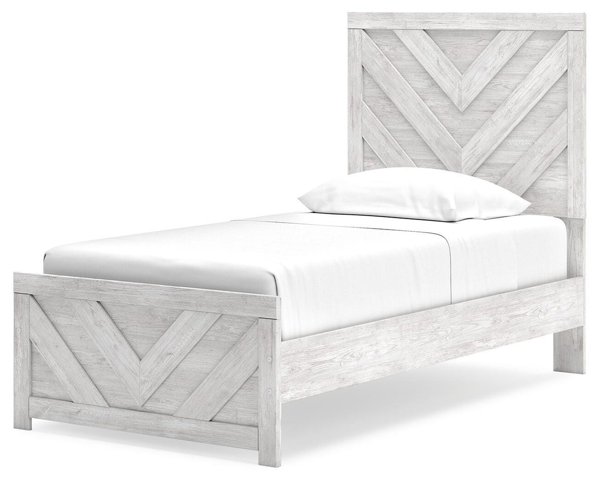 Cayboni Whitewash Twin Panel Bed from Ashley Furniture - Luna Furniture