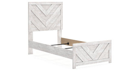 Cayboni Twin Panel Bed with Nightstand in Whitewash from Ashley Furniture - Luna Furniture