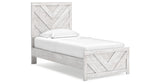 Cayboni Twin Panel Bed with Mirrored Dresser and Chest in Whitewash from Ashley Furniture - Luna Furniture
