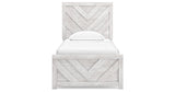 Cayboni Twin Panel Bed with Mirrored Dresser and 2 Nightstands in Whitewash from Ashley Furniture - Luna Furniture