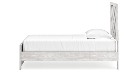 Cayboni Twin Panel Bed with Nightstand in Whitewash from Ashley Furniture - Luna Furniture