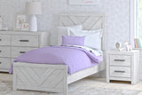 Cayboni Twin Panel Bed with Mirrored Dresser, Chest and Nightstand in Whitewash from Ashley Furniture - Luna Furniture