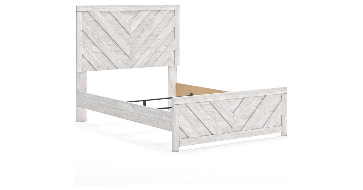 Cayboni Full Panel Bed with Dresser and 2 Nightstands in Whitewash from Ashley Furniture - Luna Furniture