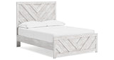 Cayboni Full Panel Bed with Mirrored Dresser and Chest in Whitewash from Ashley Furniture - Luna Furniture