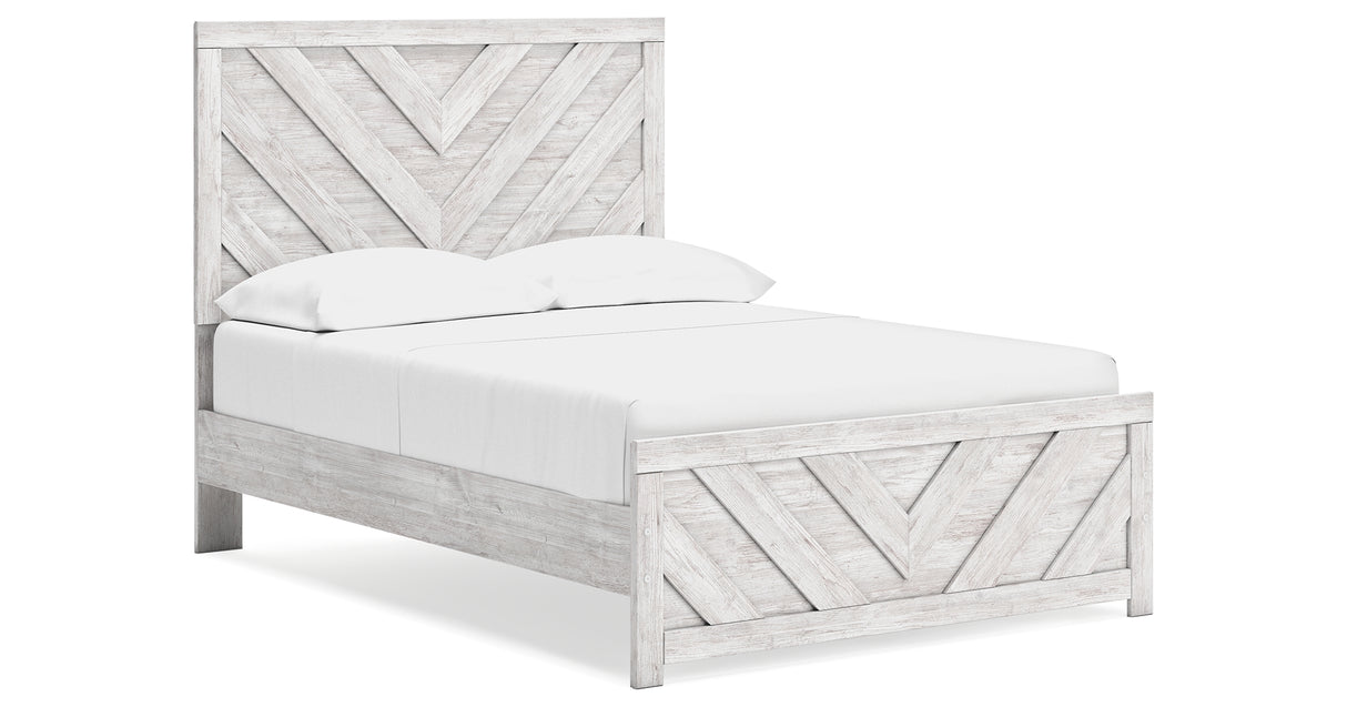Cayboni Full Panel Bed with Dresser and 2 Nightstands in Whitewash from Ashley Furniture - Luna Furniture