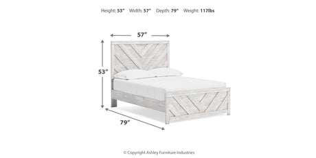 Cayboni Full Panel Bed with Mirrored Dresser and Nightstand in Whitewash from Ashley - Luna Furniture