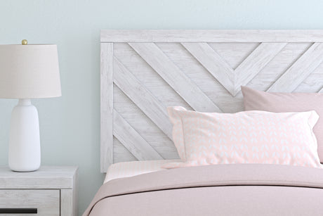 Cayboni Full Panel Bed with Mirrored Dresser and Nightstand in Whitewash from Ashley - Luna Furniture