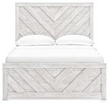 Cayboni Full Panel Bed with Mirrored Dresser in Whitewash from Ashley Furniture - Luna Furniture