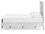 Cayboni Full Panel Bed with Mirrored Dresser in Whitewash from Ashley Furniture - Luna Furniture