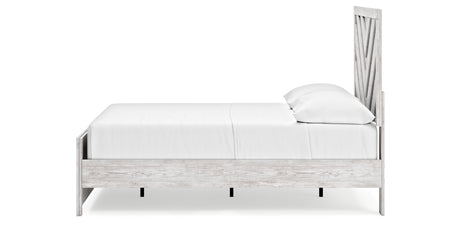Cayboni Full Panel Bed with Mirrored Dresser and Chest in Whitewash from Ashley Furniture - Luna Furniture