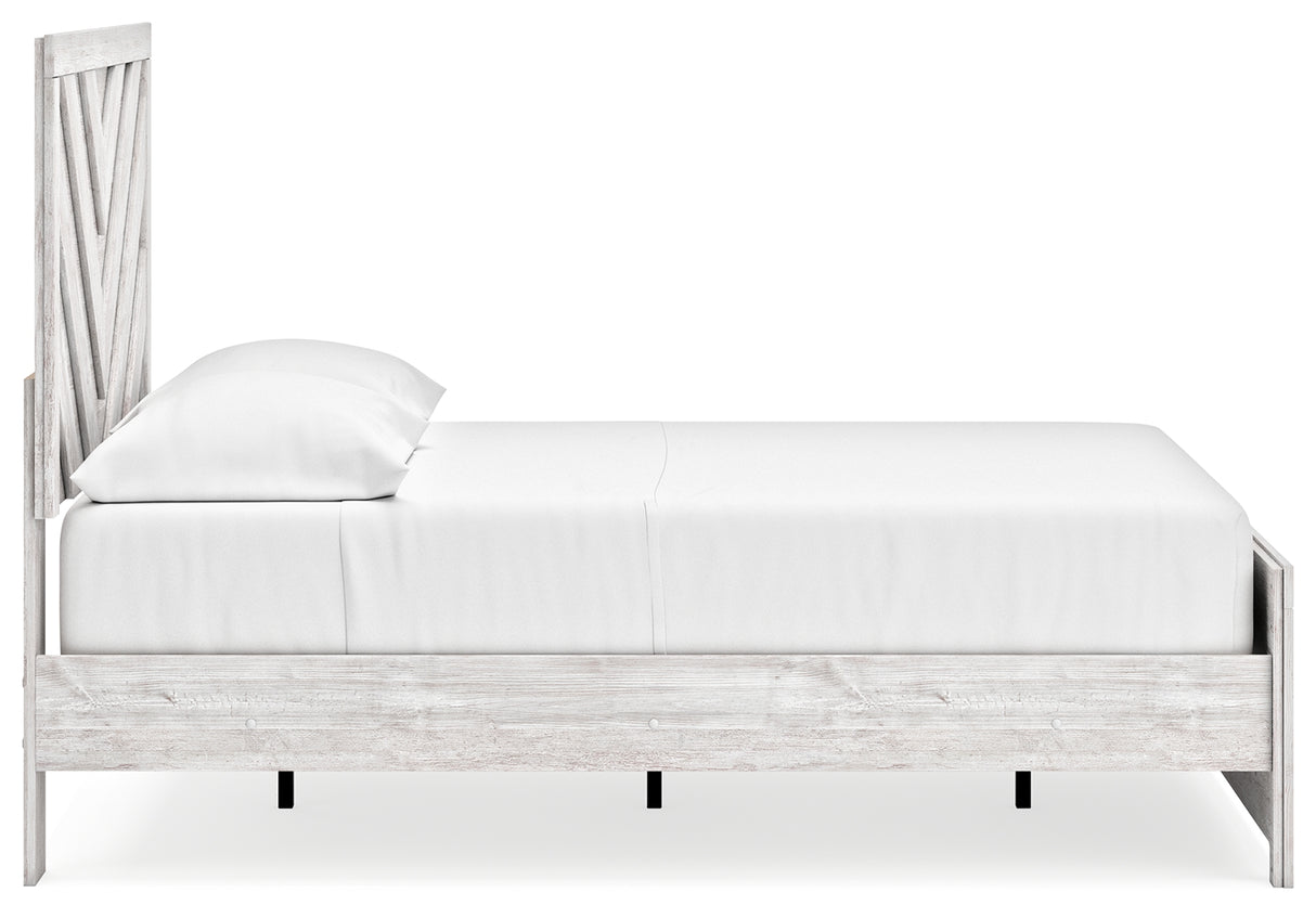 Cayboni Full Panel Bed with Mirrored Dresser in Whitewash from Ashley Furniture - Luna Furniture