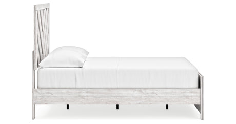 Cayboni Full Panel Bed with Mirrored Dresser, Chest and 2 Nightstands in Whitewash from Ashley Furniture - Luna Furniture