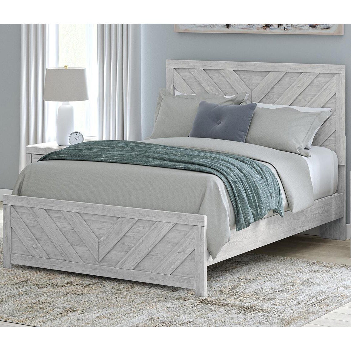Cayboni Whitewash Queen Panel Bed from Ashley - Luna Furniture