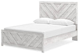 Cayboni Queen Panel Bed with Mirrored Dresser in Whitewash from Ashley Furniture - Luna Furniture