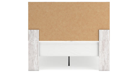Cayboni Queen Panel Bed with Mirrored Dresser, Chest and Nightstand in Whitewash from Ashley Furniture - Luna Furniture