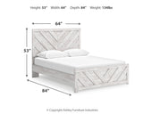 Cayboni Queen Panel Bed with Mirrored Dresser in Whitewash from Ashley Furniture - Luna Furniture