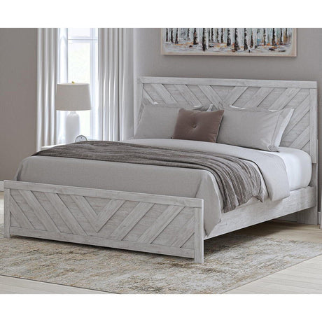 Cayboni Whitewash King Panel Bed from Ashley - Luna Furniture