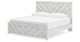 Cayboni King Panel Bed with Mirrored Dresser and 2 Nightstands in Whitewash from Ashley Furniture - Luna Furniture