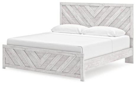Cayboni Whitewash King Panel Bed, Dresser, Mirror and Chest from Ashley Furniture - Luna Furniture