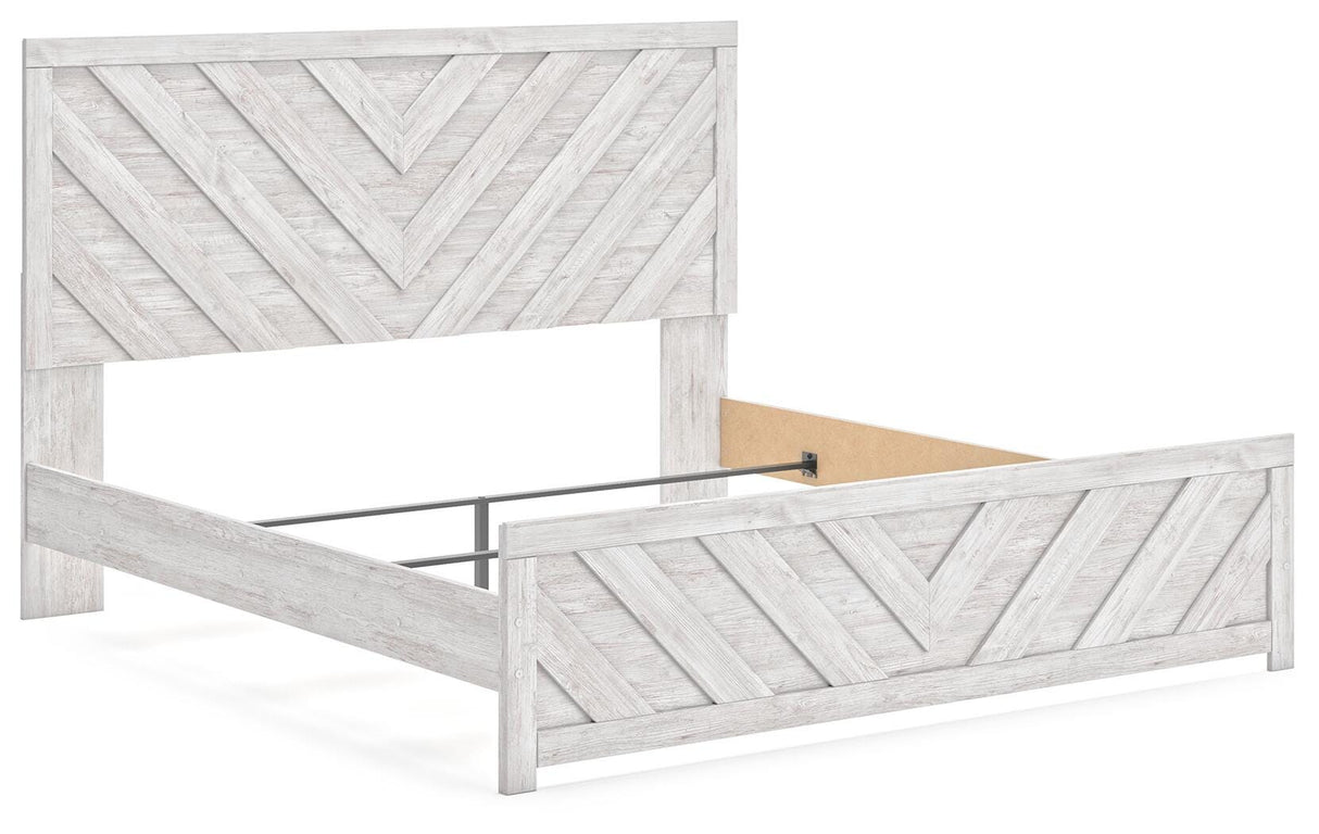 Cayboni Whitewash King Panel Bed, Dresser, Mirror and Chest from Ashley Furniture - Luna Furniture
