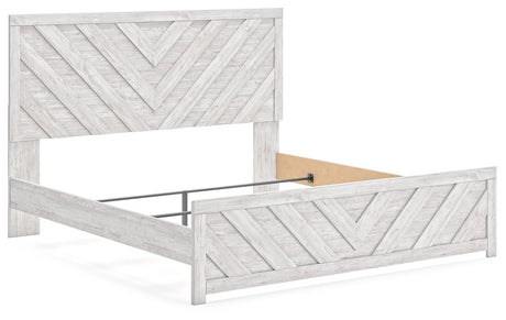 Cayboni Whitewash King Panel Bed, Dresser, Mirror and Chest from Ashley Furniture - Luna Furniture