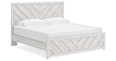 Cayboni Whitewash King Panel Bed from Ashley Furniture - Luna Furniture