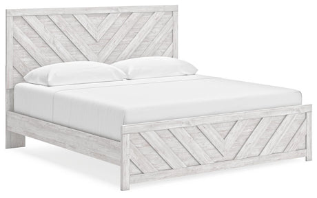 Cayboni Whitewash King Panel Bed, Dresser, Mirror and Chest from Ashley Furniture - Luna Furniture
