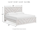 Cayboni King Panel Bed with Mirrored Dresser, Chest and 2 Nightstands in Whitewash from Ashley Furniture - Luna Furniture