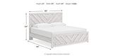 Cayboni King Panel Bed with Mirrored Dresser, Chest and Nightstand in Whitewash from Ashley Furniture - Luna Furniture