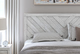 Cayboni King Panel Bed with Mirrored Dresser and Chest in Whitewash from Ashley Furniture - Luna Furniture